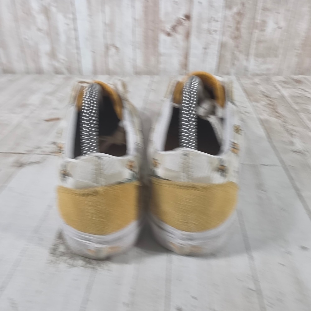 Vans Old Skool Mustard Yellow Suede Floral Bee Checkered Sneakers Womens 8 - Picture 3 of 8
